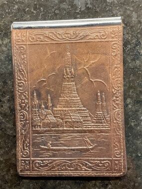 Elephant Leather Brown Card Case Grand Palace Thailand